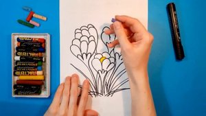 Как нарисовать ПЕРВОЦВЕТЫ ВЕСНОЙ (КРОКУСЫ). Рисуем с детьми. How to draw FIRST SPRING FLOWERS.