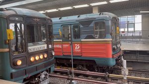 Самый старый тематический поезд! 81-717/714.5 «Народный Ополченец» на станции «Технопарк»