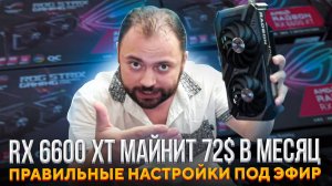 RX 6600 XT Майнит 72$ в месяц | Сравнение с 1660 Super | Купить пачку или одну RTX 3090 | Настройки