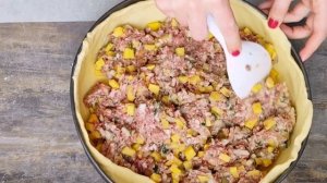 ПИРОГ С МЯСОМ и картошкой. Тесто Без дрожжей, на Кефире.