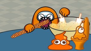 ORANGE COLOR FOOD MUKBANG | AMONG US MUKBANG ANIMATION