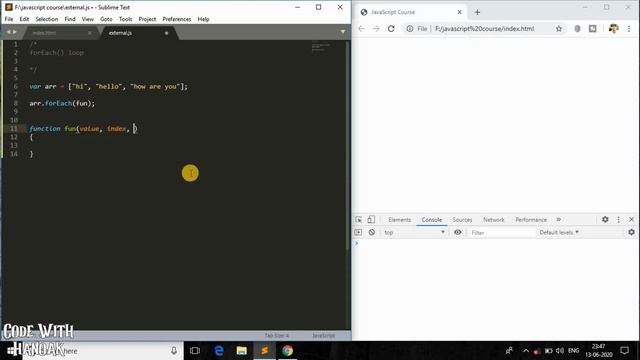 JavaScript Course : forEach() loop in JS | forEach method of array object in JS