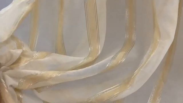 Кремовый тюль в полоску из шенила с люрексом. Ткань тюлевая арт.Star 26 смотреть онлайн