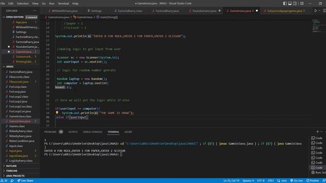 Scissors Rock Paper Game in Java in hindi || जावा गेम हिंदी में || смотреть онлайн