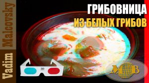 3D stereo red-cyan Грибовница из свежих белых грибов или как сделать грибной суп. Мальковский Вадим