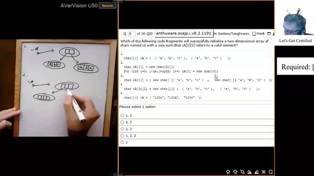 Using diagrams to model Java 2-D array declarations. (enthuware.ocajp.i.v8.2.1191) смотреть онлайн