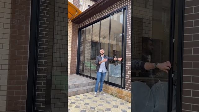 РАЗДВИЖНАЯ СИСТЕМА ПРИ ОСТЕКЛЕНИИ ВЕРАНДЫ ИЛИ ЛЕТНЕЙ КУХНИ HUUN SLIDING. ВЫПОЛНЕННЫЙ ОБЪЕКТ
