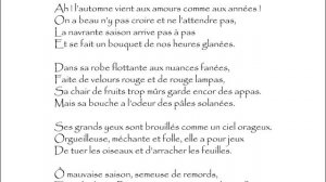 Richepin (Jean)  : SONNET D'AUTOMNE - Ah ! l'automne vient aux amours comme aux années !