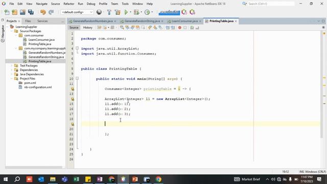 Program to Print Table using Consumer Interface and Lambda expressions in Java 8.