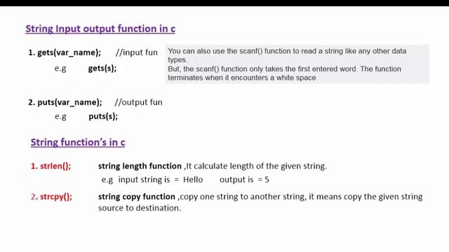 c string and string function