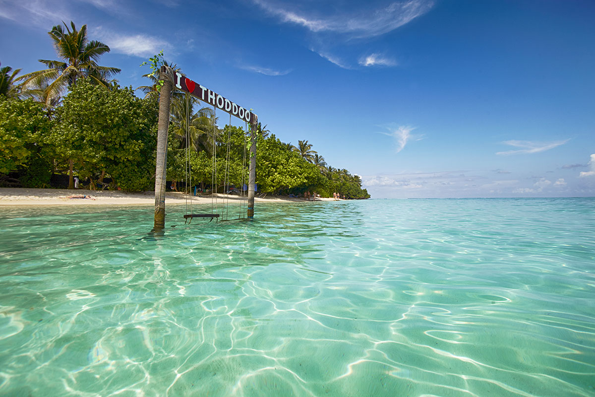 Мальдивы. Остров Тодду. Новый пляж бикини бич. Maldives. Thoddoo island.