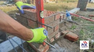 Кладка столбов облицовочным кирпичём