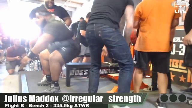 Julius Maddox Benchpress 335,5 kg. on Boss of Bosses VI смотреть онлайн