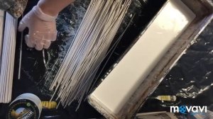 Покраска бумажных трубочек в белый цвет .