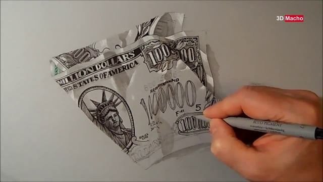 1000000 долларов, один миллион долларов, 3D рисунок, one million dollars