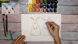 Мастер-класс "Рисуем зайчиков акварелью и восковыми мелками"