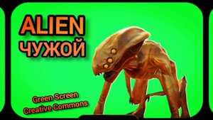 Пришелец Чужой видео Green Screen футаж. Хромакей анимация на зелёном фоне.