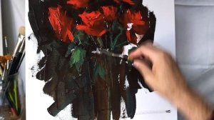 Как нарисовать розы мастихином. Картина маслом из 4-х красок