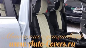 Чехлы на Киа Спортейдж 3 из Экокожи Ромб, установка авточехлов с подшивкой всего салона, Автопилот.