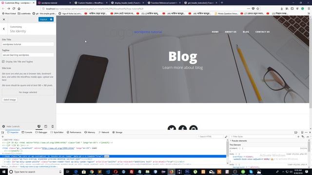 Hide/show site title in customizer WordPress theme development tutorial Bangla Part-17 смотреть онлайн