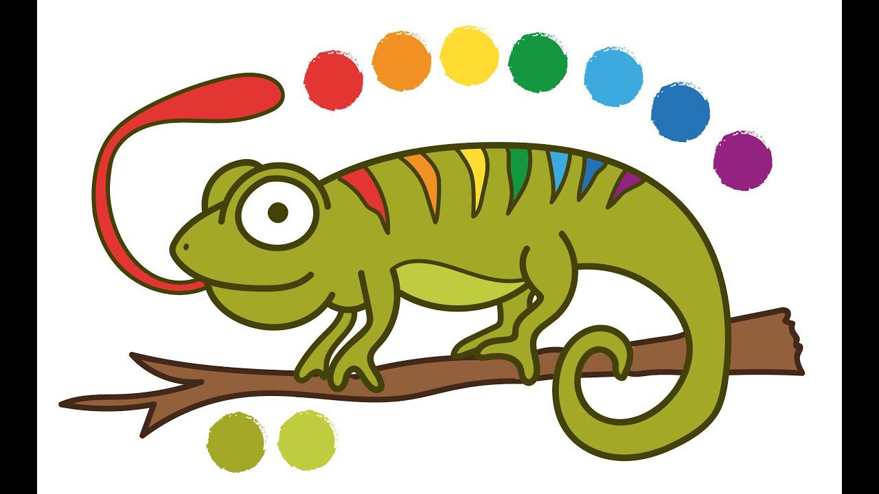 ХАМЕЛЕОН / Как нарисовать ХАМЕЛЕОНА / Раскраска / Краски Раскраски / How to draw an chameleon смотреть онлайн