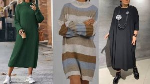 УЮТНЫЕ ЖЕНСКИЕ ПЛАТЬЯ ИЗ ТЕПЛОГО ТРИКОТАЖА ⧸⧸ COZY WOMEN'S DRESSES FROM WARM KNITTINGУЮТНЫЕ ЖЕНСКИЕ