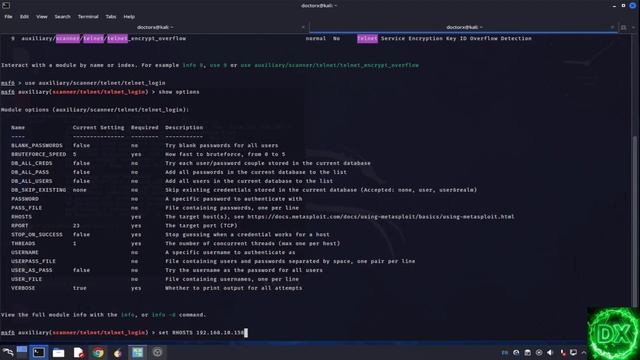 Exploit telnet port 23/tcp metasploitable kali linux hack test