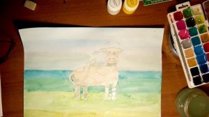 Мастер-класс по рисованию для детей 6-10 лет "Корова на лугу"