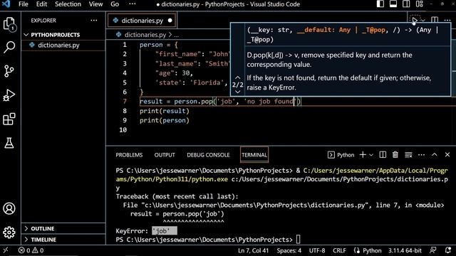 Remove elements from a dictionary in #Python | #learnpython #pythontutorial