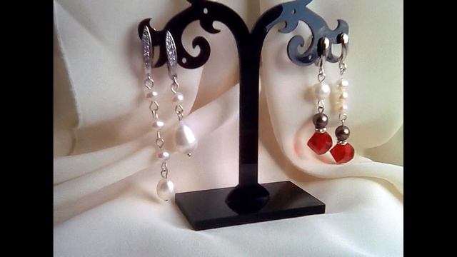 Серебряные серьги натуральный жемчуг и подлинные Сваровски #jewelry #украшения #серьгиручнойработы