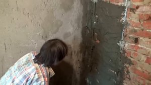 Штукатурка ЦПС радиусной стены под плитку