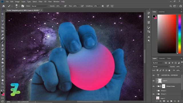 Take the Ball Red Blue Gradient - Tutorial Photoshop CC 2019