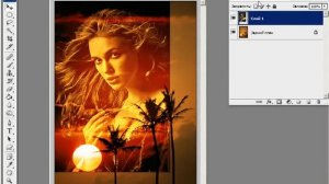 Photoshop урок  Девушка на закате