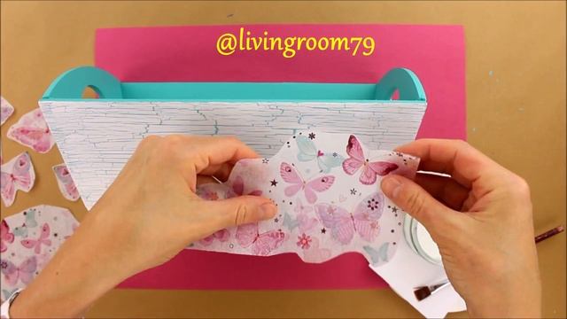 Decoupage wooden basket with crackles - Decoupage box - Decoupage tutorial - decoupage for beginner