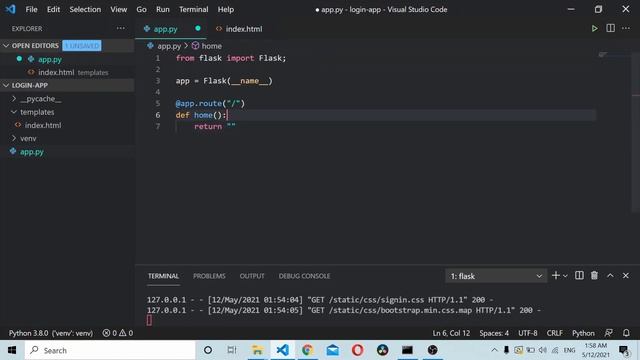 Learn Python : Create Login Page Using Python Flask & Bootstrap | Render Template | Static Files смотреть онлайн