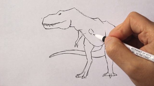 Как нарисовать Динозавра поэтапно | Тирекс Рисунок смотреть онлайн