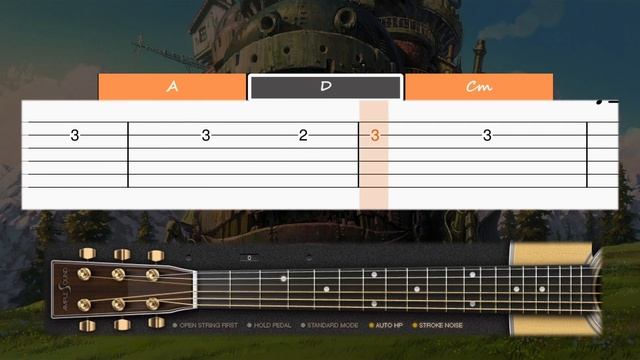 Howl's Moving Castle - Theme - Guitar tutorial (TABS AND CHORDS) смотреть онлайн