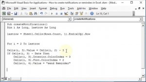 How to create notifications or reminders in Excel with VBA