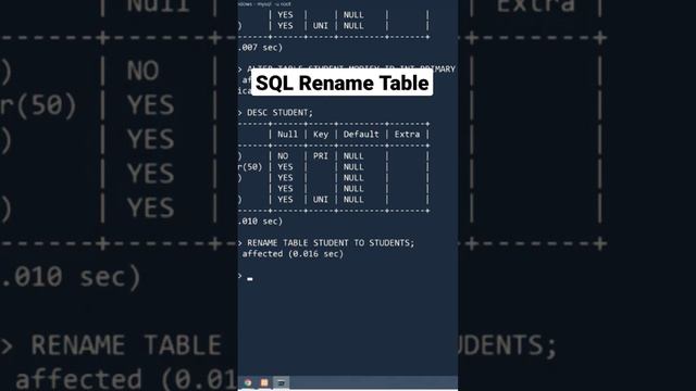 #sql rename table