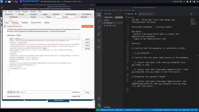 SQL Injection - Lab #14 Blind SQL injection with time delays and information retrieval смотреть онлайн