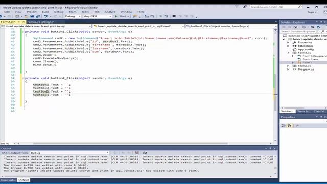 learn c# - Insert, Update, Delete and search(CRUD) in SQL Server Database & Print with code