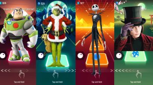 Toy Story VS Grinch VS The Nightmare Before Christmas VS Charlie and the Chocolate Factory Tiles Hop