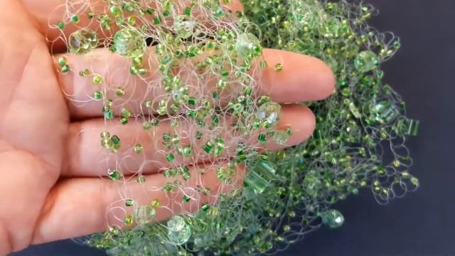 Воздушка и серьги из бисера и бусин "Молодая травка" (17119) смотреть онлайн