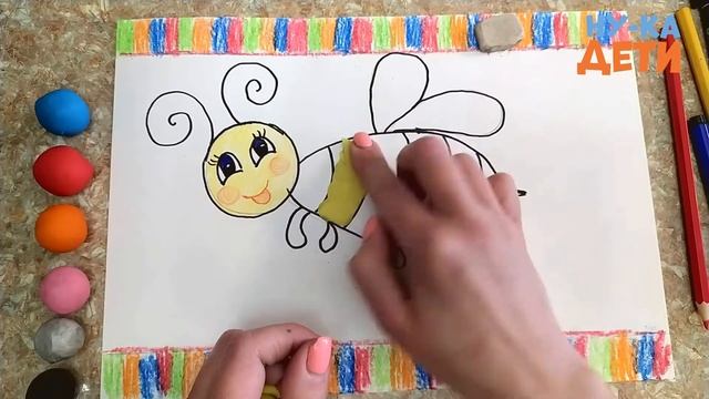 Рисуем пчелку ? пластилином и восковыми мелками смотреть онлайн