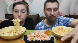 МУКБАНГ ЛАПША С КРЕВЕТКАМИ | MUKBANG NOODLES AND SHRIMP #мукбанг