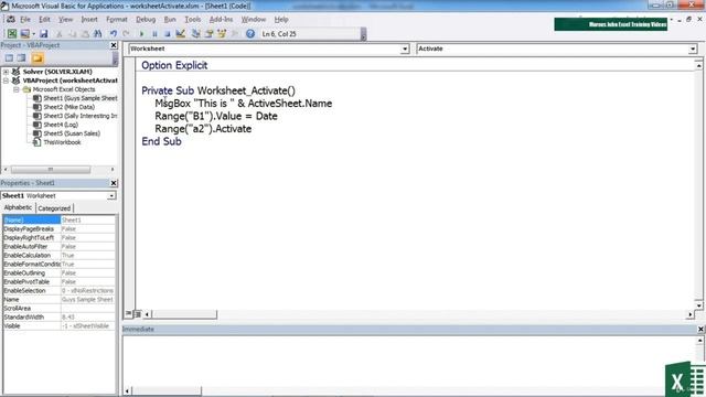 99.Worksheet Triggers - Activate And Deactivate || VBA Tutorial || Lecture | Microsoft Excel