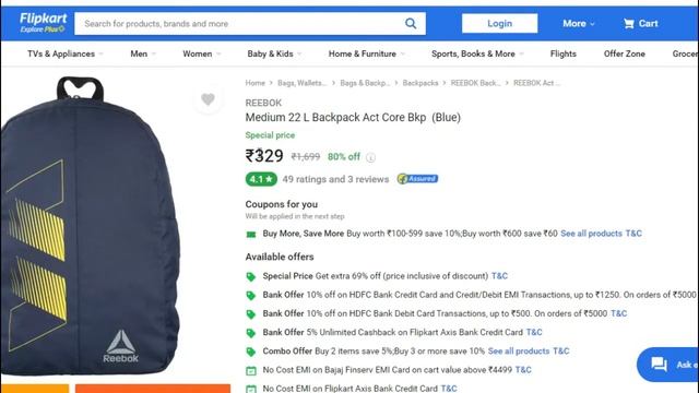 Coolest Reebok Backpack 80% Off from Rs.329 Online 2021 | Flipkart India смотреть онлайн