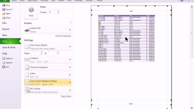 Microsoft Excel 2010: Printing Tips
