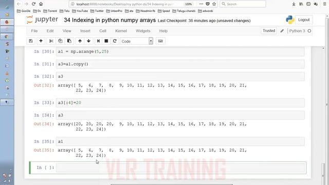 Slicing for Dimensional Array in Python in Telugu | Slicing Multi - Dimensional | VLR Class -28 338