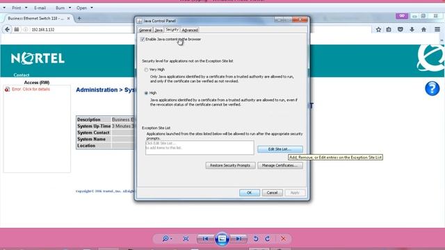CCNA 32_Password Change on Nortel Switch by GUI Web Management_Java Problem in Browser Fix смотреть онлайн